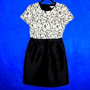 Shoshanna Colorblock Lace & Taffeta Dress - Women's Size 4 - Black & White